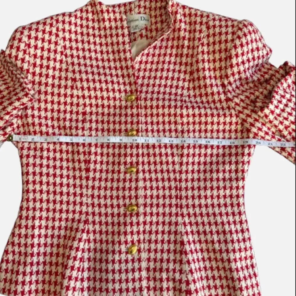 Vintage Christian Dior Houndstooth Christmas Dinner Gala Skirt Suit (Size 12) - Picture 6 of 16